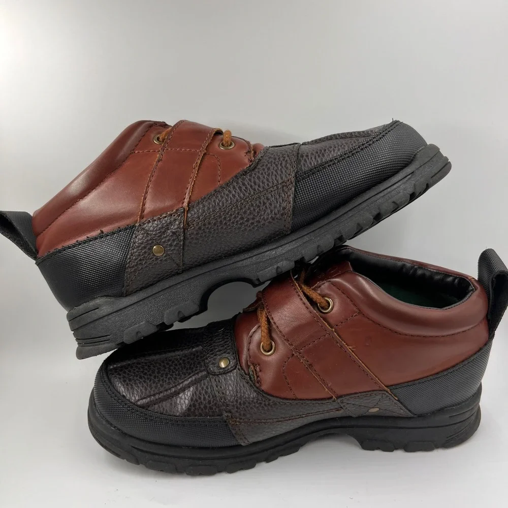 Polo Ralph Lauren Kids Duck Boots Brown Leather Rubber Size 2‎
